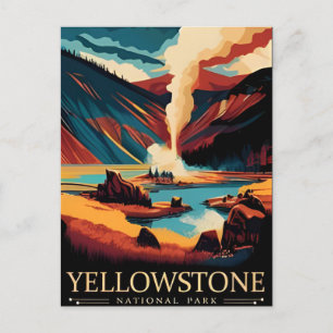 Vintage Reise Yellowstone Nationalpark Wyoming Postkarte