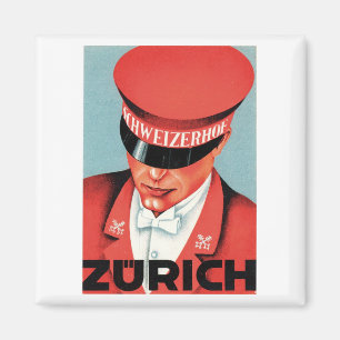 Vintage Reise Zürich Schweiz Label Kunst Magnet