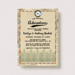 Vintage-Reiseabenteuerkarte Baby Shower Einladung