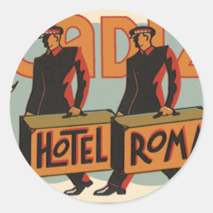 Vintage-Reiseglocke Hotel Roma, Cadiz, Spanien Runder Aufkleber
