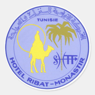 Vintage-Reisehotel Ribat in Monastir, Tunesien Runder Aufkleber