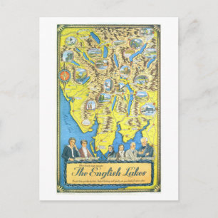 Vintage Reisekarte des Lake District in England Postkarte