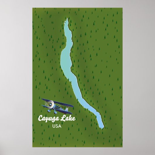 Vintage Reisekarte für den Cayuga Lake Poster (Vorne)