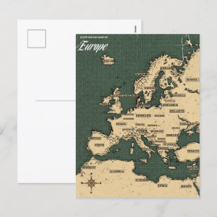 Vintage-Reisekarte von Europa Feiertagspostkarte