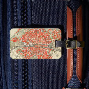 Vintage-Reisekarte von Paris. Retro alte Stadt Fra Gepäckanhänger
