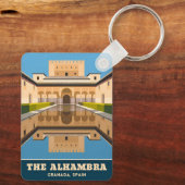Vintage Reisen Alhambra Granada Spanien Retro Land Schlüsselanhänger (Rückseite)