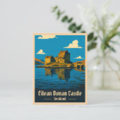 Vintage Reisen Eilean Donan Castle Scotland Retro Postkarte (Stehend Vorderseite)