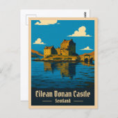 Vintage Reisen Eilean Donan Castle Scotland Retro Postkarte (Vorne/Hinten)