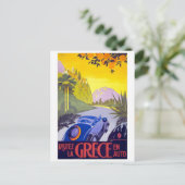 Vintage Reisen Griechenland mit dem Auto Postkarte (Stehend Vorderseite)
