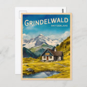 Vintage Reisen Grindelwald Schweiz Alps Ristorante Postkarte (Vorne/Hinten)