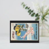 Vintage Reisen Italien Karte mit Zitronen (Stehend Vorderseite)
