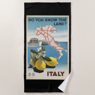 Vintage Reisen Italien Karte mit Zitronen Strandtuch
