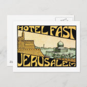Vintage Reisen Jerusalem Hotel Postkarte (Vorne/Hinten)