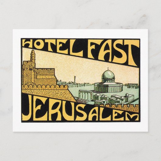 Vintage Reisen Jerusalem Hotel Postkarte (Vorderseite)