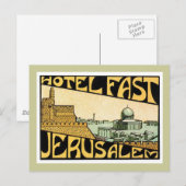 Vintage Reisen Jerusalem Hotel Postkarte (Vorne/Hinten)