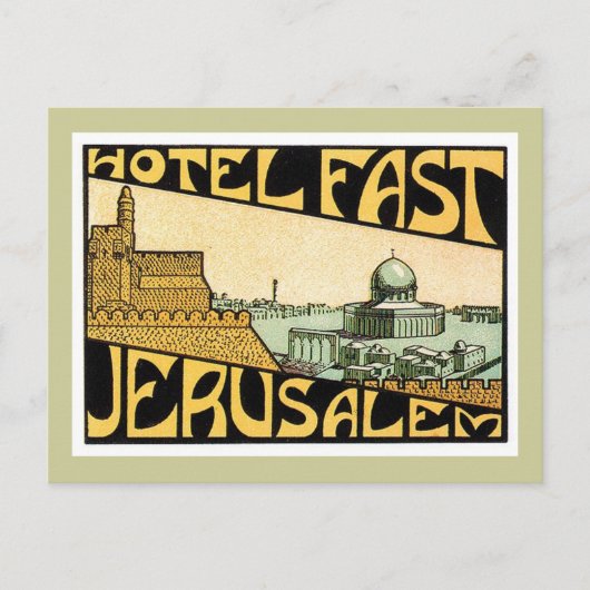 Vintage Reisen Jerusalem Hotel Postkarte (Vorderseite)