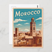 Vintage Reisen Marokko Nordafrika Retro Landschaft Postkarte (Vorne/Hinten)