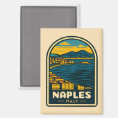 Vintage Reisen Neapel Italien Retro Landschaftlich Magnet (Vorderseite/Rückseite)