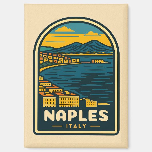 Vintage Reisen Neapel Italien Retro Landschaftlich Magnet (Vorderseite)