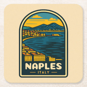 Vintage Reisen Neapel Italien Retro Landschaftlich Rechteckiger Pappuntersetzer