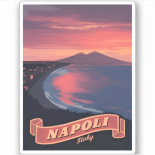 Vintage Reisen Neapel Italien Sunset Retro Landsch Aufkleber