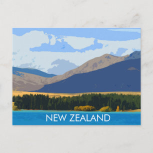 Vintage Reisen New Zealand Postkarte