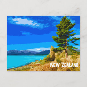 Vintage Reisen New Zealand Postkarte