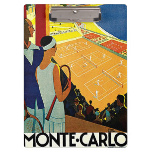 Vintage Reisen, Tennis, Sport, Monte Carlo Monaco Klemmbrett