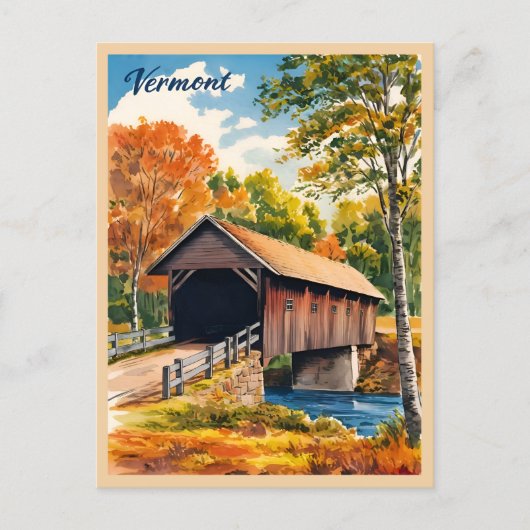 Vintage Reisen Vermont Landschaft Retro Landschaft Postkarte (Vorderseite)