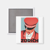 Vintage Reisen Zürich Schweiz Kulturpass Magnet (Vorderseite/Rückseite)