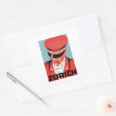 Vintage Reisen Zürich Schweiz Kulturpass Quadratischer Aufkleber (Umschlag)