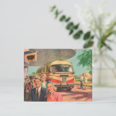 Vintage Reisende am Busbahnhof (Stehend Vorderseite)