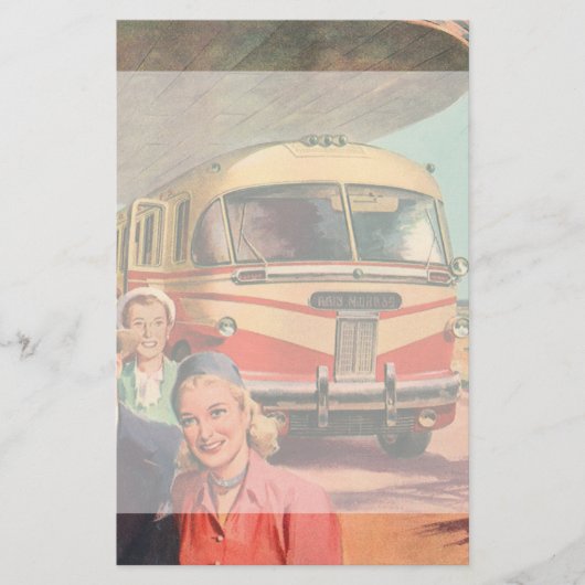 Vintage Reisende am Busbahnhof Briefpapier (Vorderseite)
