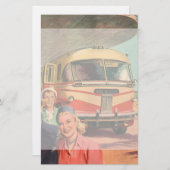 Vintage Reisende am Busbahnhof Briefpapier (Vorne/Hinten)