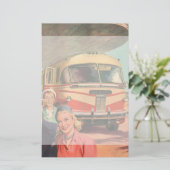 Vintage Reisende am Busbahnhof Briefpapier (Stehend Vorderseite)