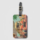 Vintage Reisende am Busbahnhof Gepäckanhänger (Vorderseite Vertikal)