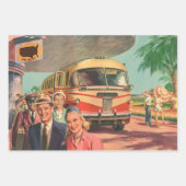 Vintage Reisende am Busbahnhof Geschenkpapier Set (Vorderseite 3)