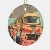 Vintage Reisende am Busbahnhof Keramikornament (Links)