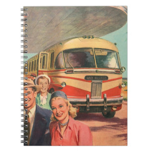 Vintage Reisende am Busbahnhof Notizblock