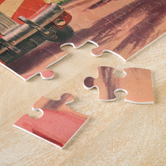 Vintage Reisende am Busbahnhof Puzzle (Seite)