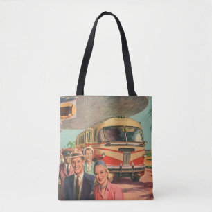 Vintage Reisende am Busbahnhof Tasche