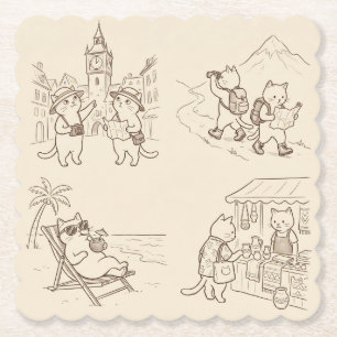 Vintage Reisende Katzen Untersetzer Wanderlust Fel