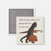 Vintage Reisende Schwarze Katze Quadrat Kühlschran Magnet (Vorderseite/Rückseite)