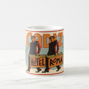 Vintage-Reisepageboys Hotel Roma, Cadiz, Spanien Kaffeetasse