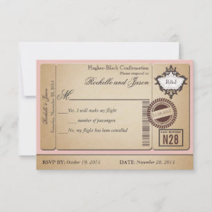 Vintage Reisepass Ticket RSVP Karte