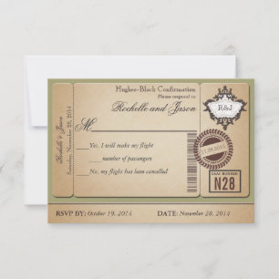 Vintage Reisepass Ticket RSVP Karte