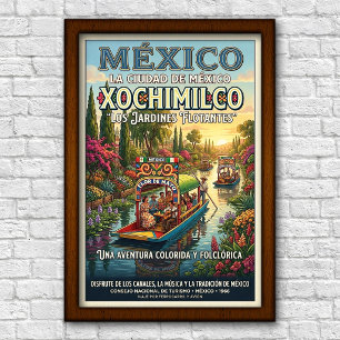 Vintage-Reiseplakat aus Mexiko-Stadt, Mexiko, 1960 Poster