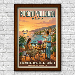 Vintage-Reiseplakat aus Puerto Vallarta, 1960er Ja Poster