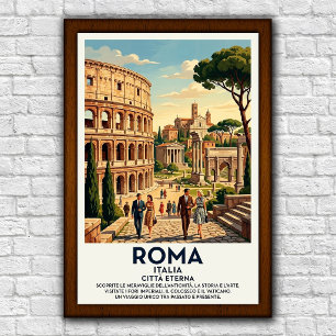 Vintage-Reiseplakat aus Rom, Italien, 1960er Jahre Poster