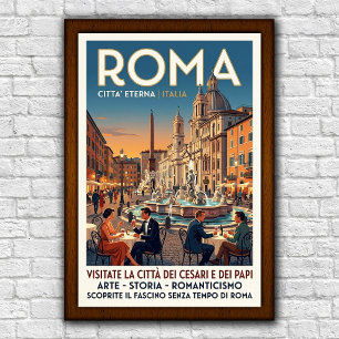 Vintage-Reiseplakat aus Rom, Italien, 1960er Jahre Poster